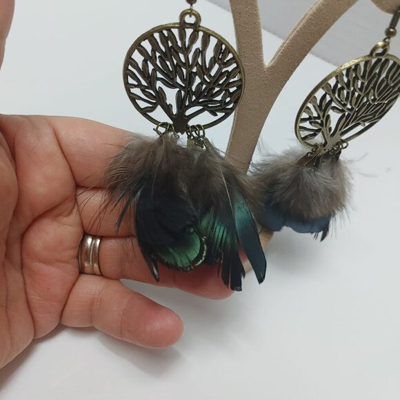 5/$25 Feather Earrings Peacock Feathers Earrings Boho Statement Retro Jewelry - Picture 3 of 6